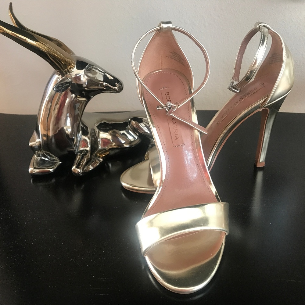 BCBGMaxAzria Metallic Leather Ankle Strap Sandal